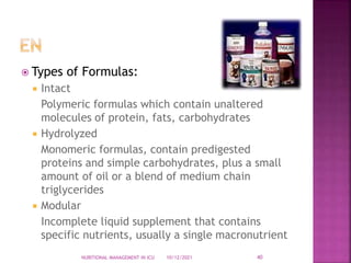 Nutritional management in the ICU | PPTX