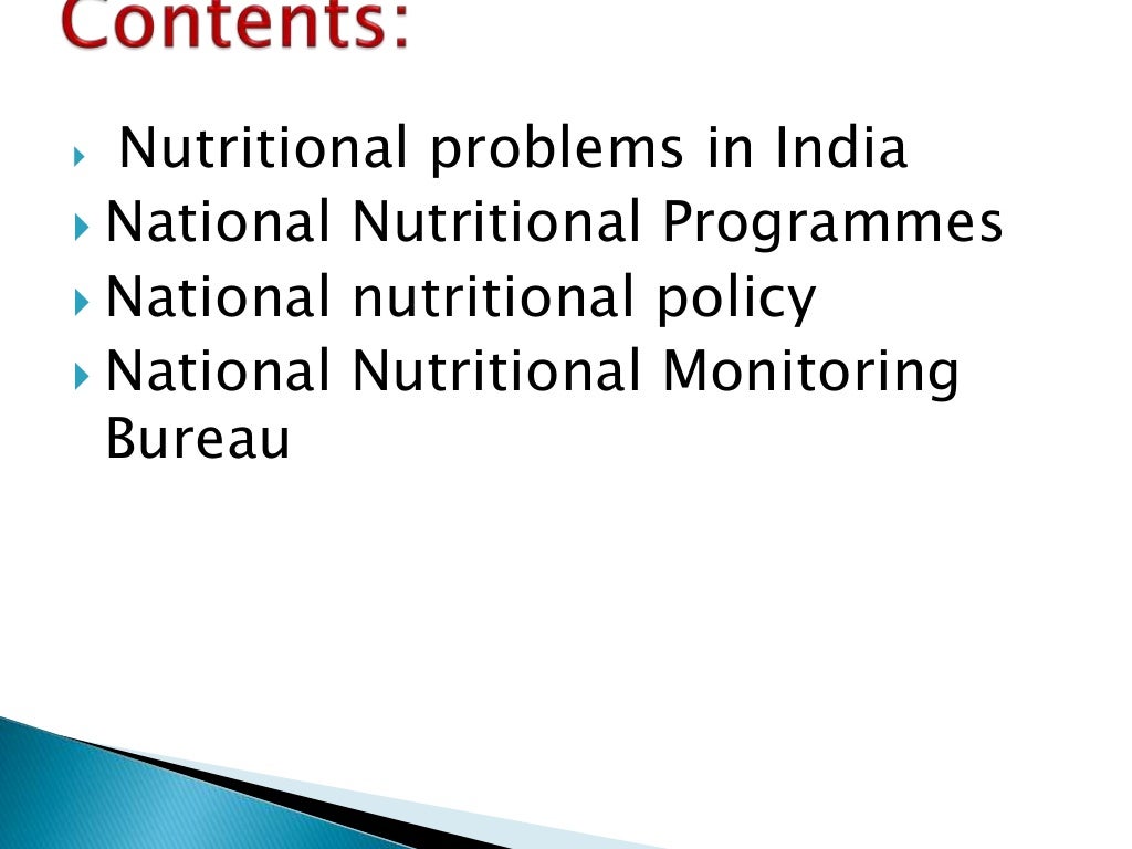 Nutritional Problems And National Nutritional Progams In India