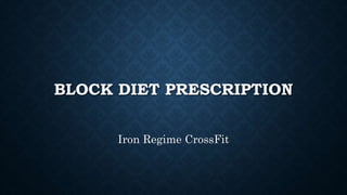 BLOCK DIET PRESCRIPTION
Iron Regime CrossFit
 