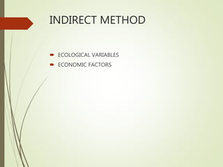 INDIRECT METHOD
 ECOLOGICAL VARIABLES
 ECONOMIC FACTORS
 
