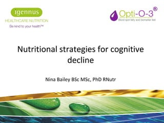 Nutritional strategies for cognitive
decline
Nina Bailey BSc MSc, PhD RNutr
1
 