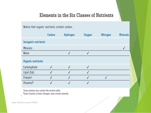 6 classes of nutrients