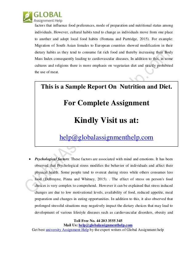 Nutrition assignment help