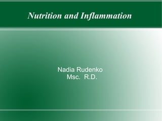 Nutrition and Inflammation




       Nadia Rudenko
         Msc. R.D.
 
