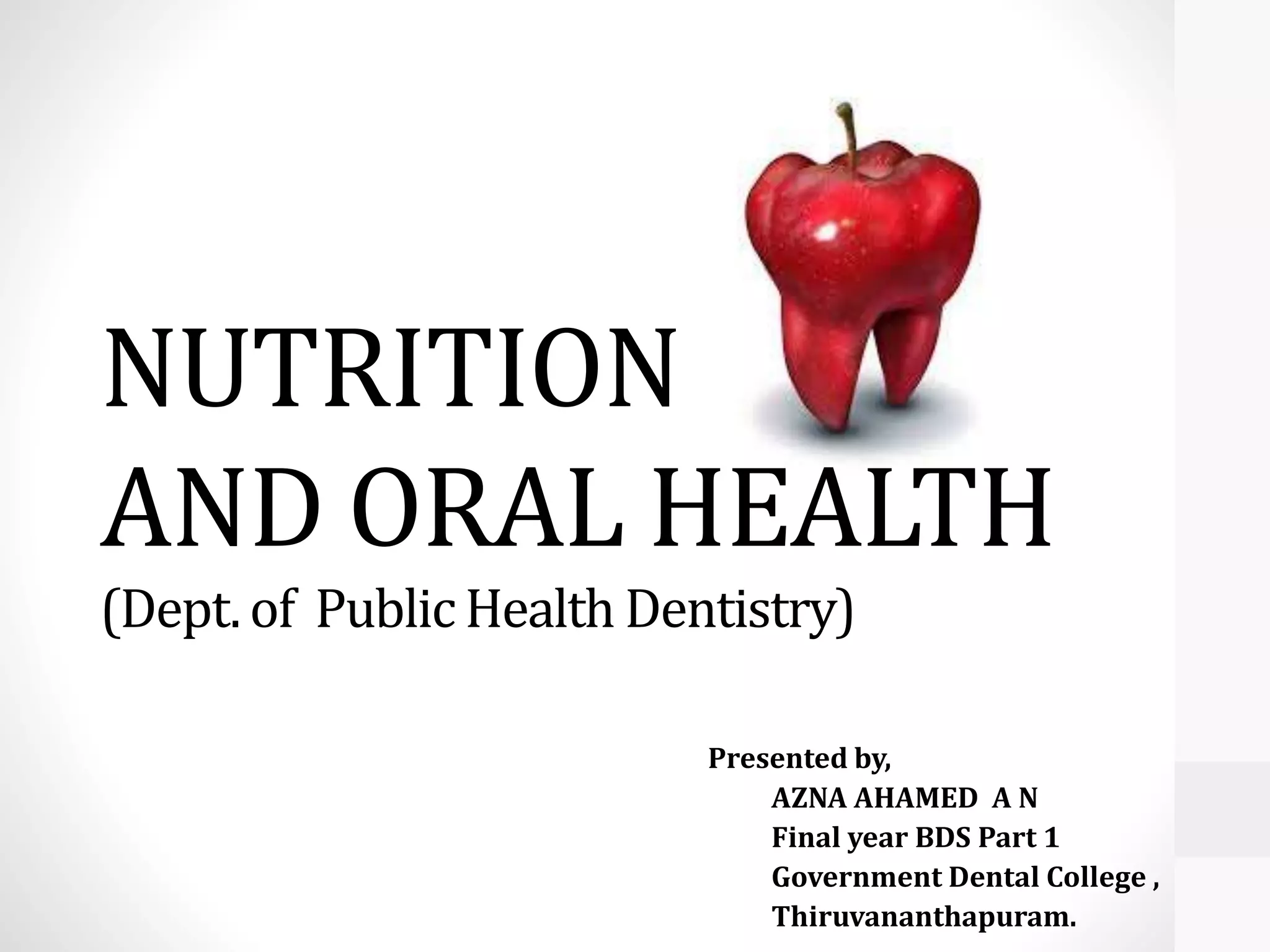 Nutrition and oral health ppt (Azna Ahamed) PPT