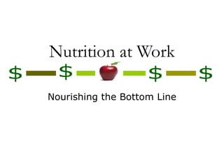 Nutrition at Work Nourishing the Bottom Line 