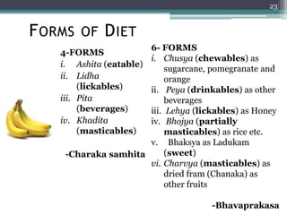 Nutrition & ayurveda part 1 (Classification of Food/Aahara) | PDF