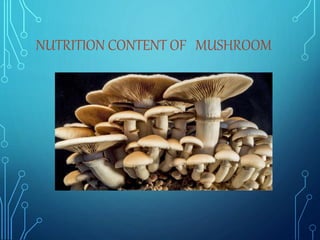 NUTRITION CONTENT OF MUSHROOM
 