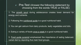 FIRST QUARTER GRADE 7 HEALTH NUTRITION DURING ADOLESCENCE.pptx