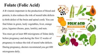 Folate Uses Nutrition during pregnancy | PPTX