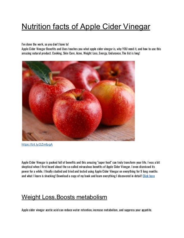 Nutrition facts of apple cider vinegar