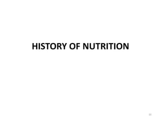 HISTORY OF NUTRITION
10
 
