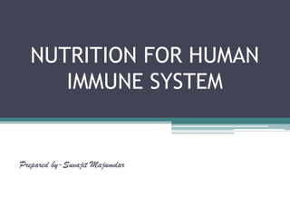 NUTRITION FOR HUMAN
IMMUNE SYSTEM
Prepared by-Suvajit Majumdar
 