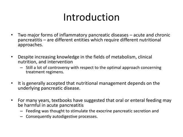 Nutrition in Acute Pancreatitis (According to ESPEN guidelines 2002 and ...