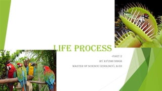 LIFE PROCESS
-Part 2
BY AYUSHI SINGH
Master of science (zoology), b.ed
 