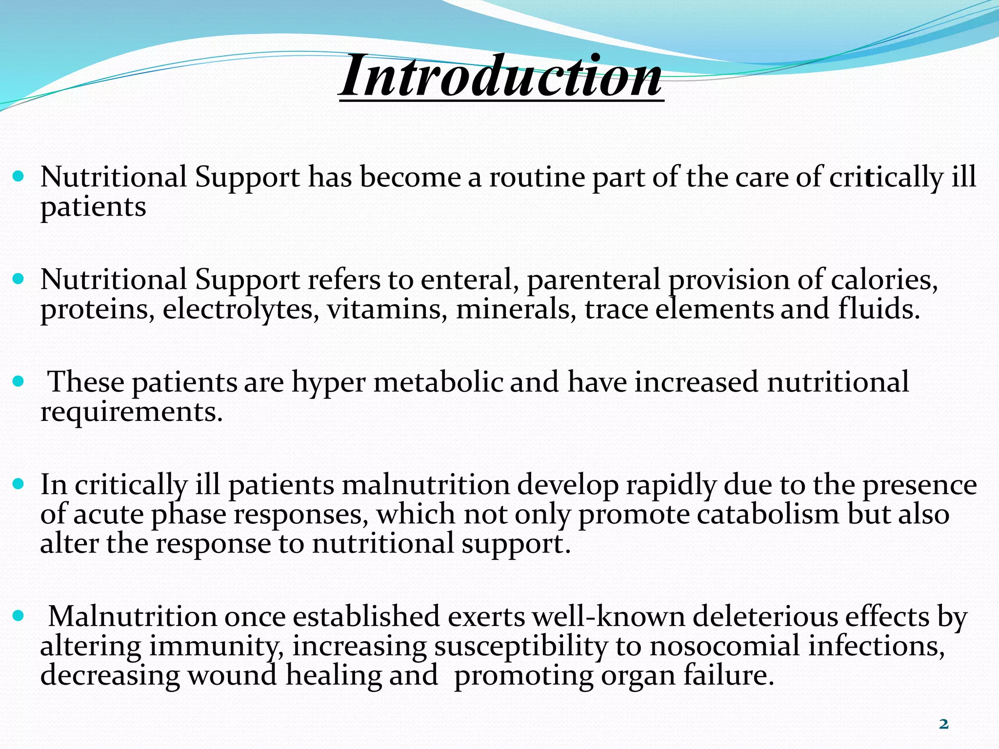 Nutrition in critically ill patients | PPTX