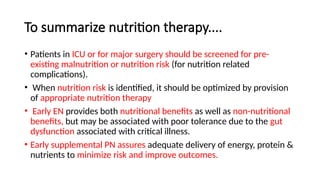 Nutrition in Critically ill patient and pt | PPTX