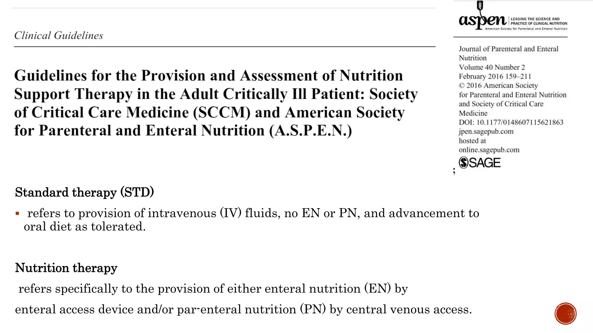 Nutrition in critically ill patients | PPTX
