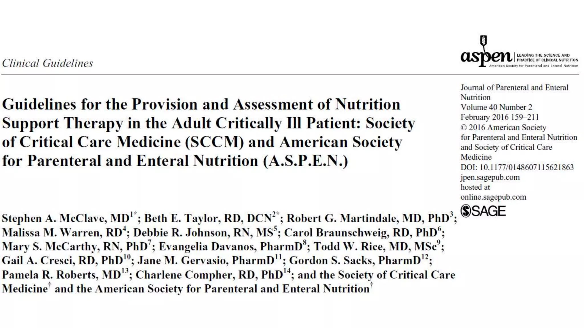 Nutrition in critically ill patients | PPTX