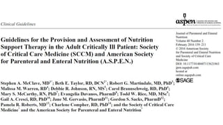 Nutrition in critically ill patients | PPTX