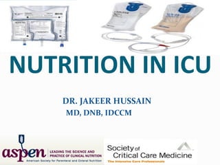 NUTRITION IN ICU
DR. JAKEER HUSSAIN
MD, DNB, IDCCM
 
