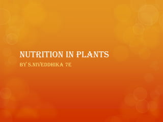 Nutrition in plants
By s.niveddhikA 7E
 