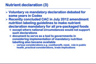 Nutrition Labeling & Claims CODEX Update 2012