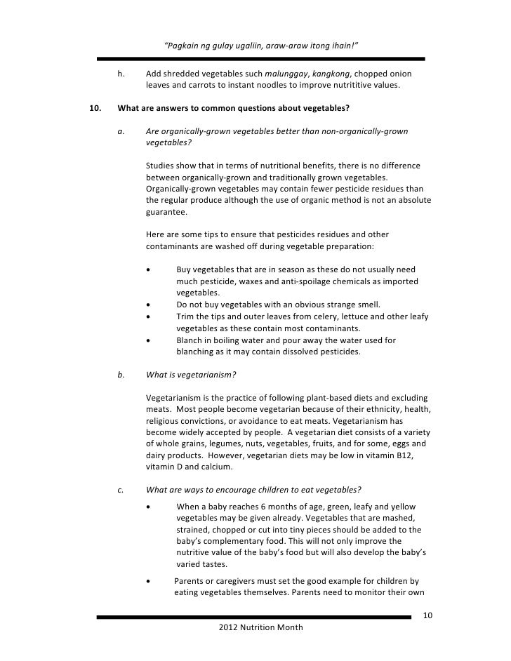 Nutrition Month 2012 Talking Points