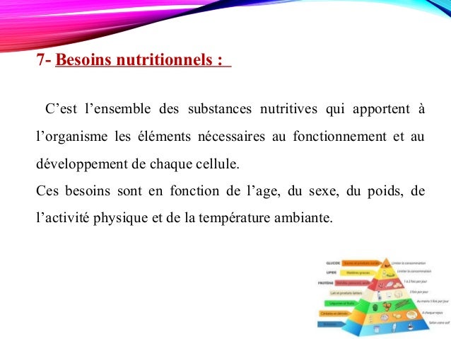 besoins nutritionnels de l'organisme