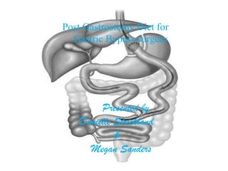 Post Gastrostomy Diet for
Gastric Bypass surgery
Presented by
Danielle Strickland
&
Megan Sanders
 