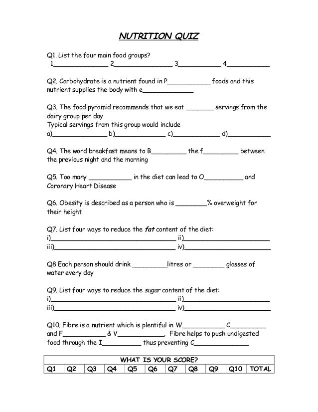 Diet And Nutrition Quizzes Printable Sights Sounds Diet And Nutrition Quizzes Printable Sights Sounds