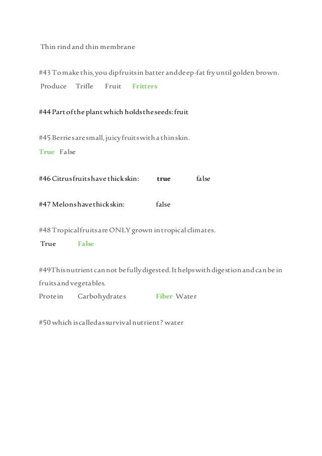 Nutrition Quiz Basic