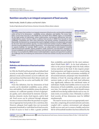 Nutrition security is an integral component of food security | PDF