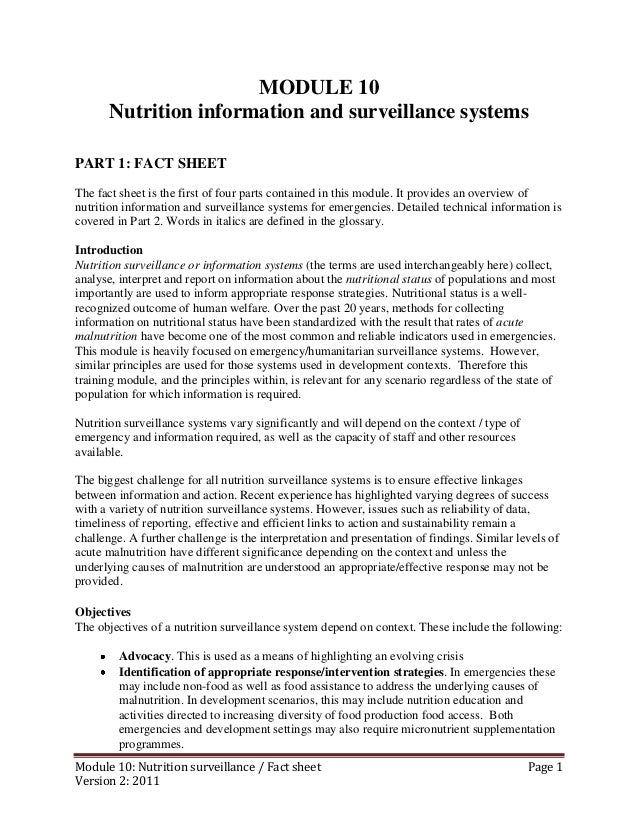Nutrition surveillance