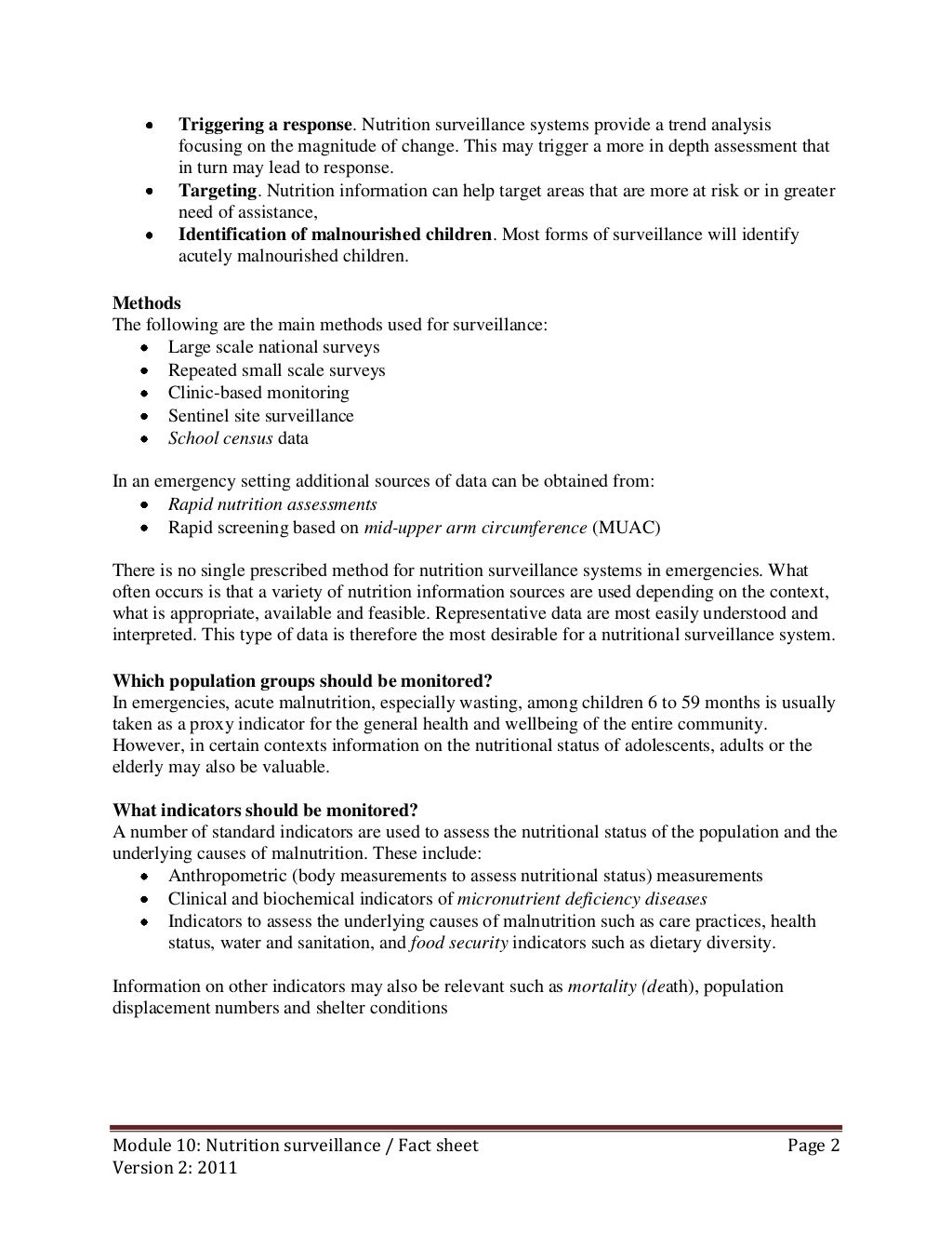 Nutrition surveillance