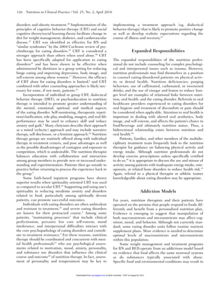 126   Nutrition in Clinical Practice / Vol. 25, No. 2, April 2010
disorders and obesity treatment.20
Implementation of the...