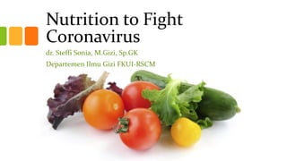 Nutrition to Fight
Coronavirus
dr. Steffi Sonia, M.Gizi, Sp.GK
Departemen Ilmu Gizi FKUI-RSCM
 