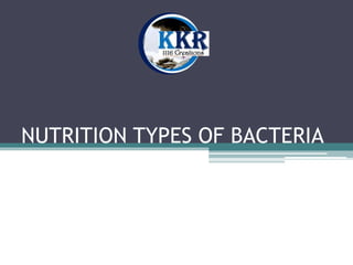 NUTRITION TYPES OF BACTERIA
 