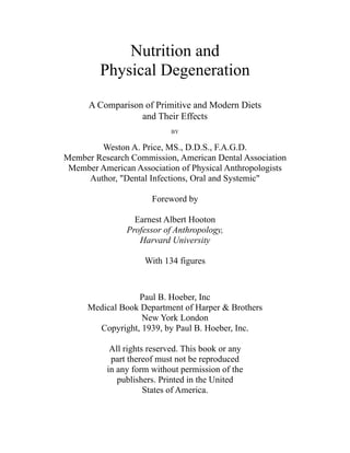 Nutrition vs physical degeneration dr weston price book distributed ...