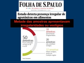 Metade das amostras apresentavam
irregularidades ou vestígios
 