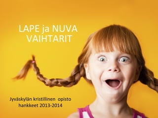 LAPE ja NUVA
VAIHTARIT
Jyväskylän kristillinen opisto
hankkeet 2013-2014
 