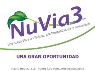 UNA GRAN OPORTUNIDAD  © 2010 NUVIA3, LLC - TODOS LOS DERECHOS RESERVADOS 