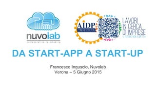 DA START-APP A START-UP
Francesco Inguscio, Nuvolab
Verona – 5 Giugno 2015
 