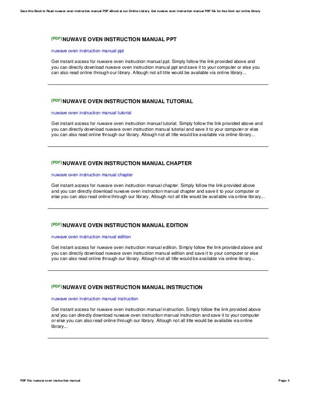 Nuwave oven instruction manual