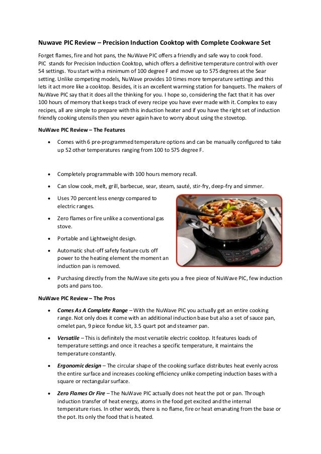 Nuwave Pic Review Precision Induction Cooktop With Complete Cookwar