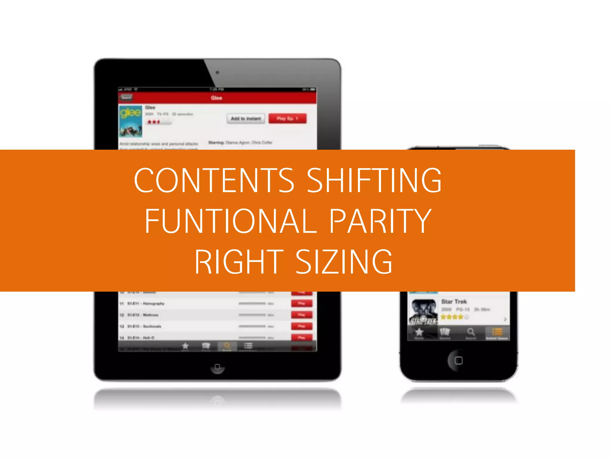CONTENTS SHIFTING
FUNTIONAL PARITY
   RIGHT SIZING
 