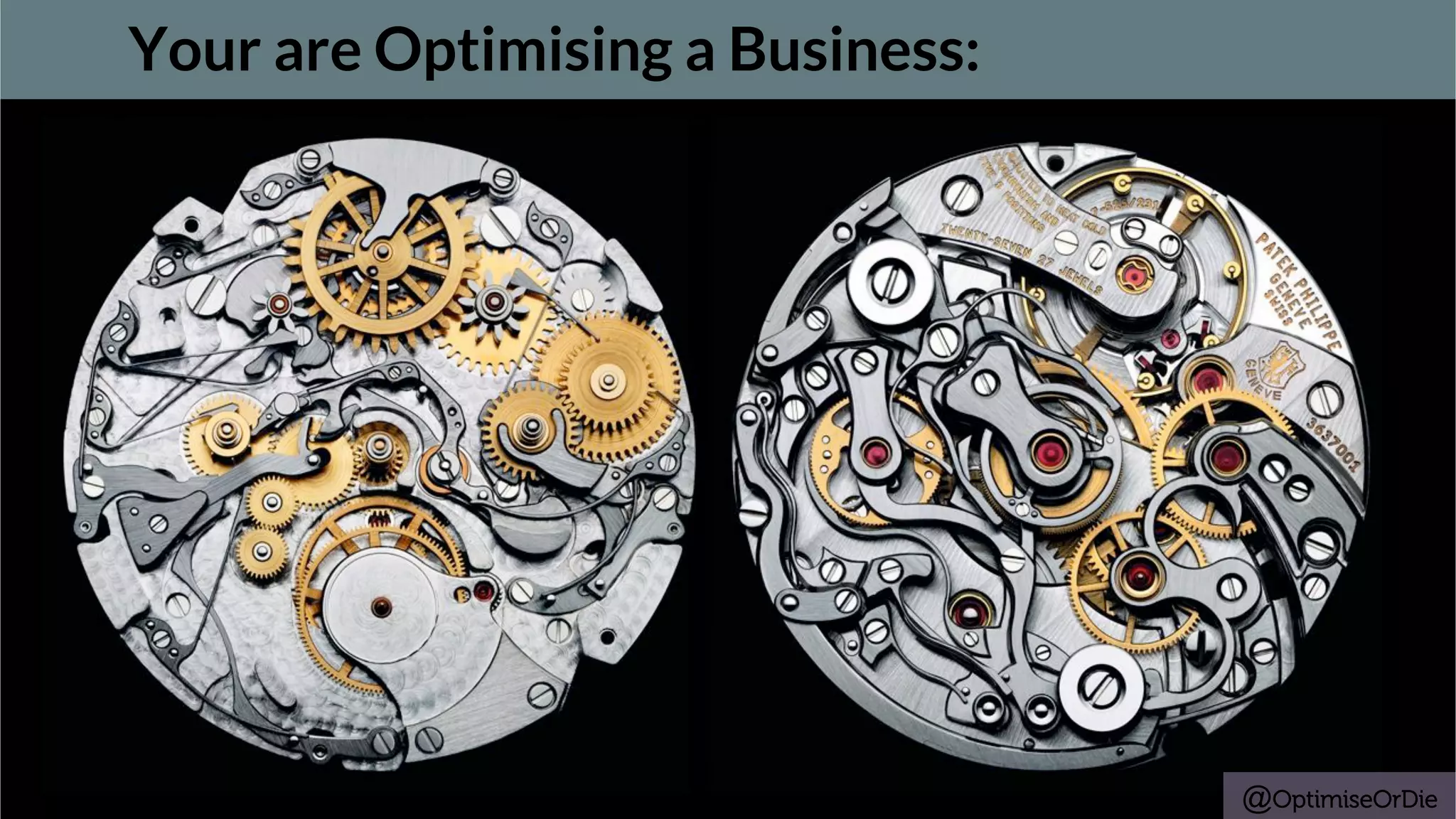 s zn+1 = zn
2 + c
Your are Optimising a Business:
@OptimiseOrDie
 