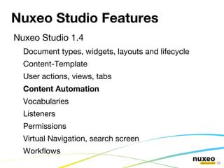 Nuxeo EP: Technology Overview 100% Java based: Java 6 
