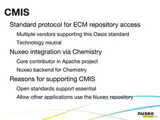 10 000 foot view Components and Service model Document storage ECM Services UI building block Nuxeo Runtime Nuxeo Core Nuxeo Services Nuxeo UI Nuxeo UI Nuxeo UI 