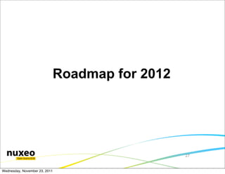 Roadmap for 2012




                                              27


Wednesday, November 23, 2011
 